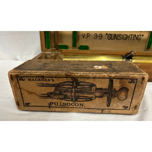 1143 - WW1 gun sighting brass telescope by W.Ottway & Co Ltd, VP 39 patt.6321 in wooden case along with a M... 