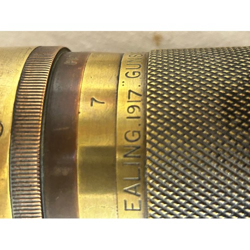 1143 - WW1 gun sighting brass telescope by W.Ottway & Co Ltd, VP 39 patt.6321 in wooden case along with a M... 