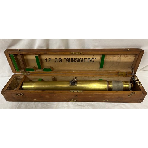 1143 - WW1 gun sighting brass telescope by W.Ottway & Co Ltd, VP 39 patt.6321 in wooden case along with a M... 