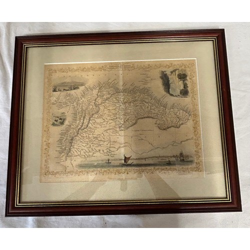 1475 - John Tallis & Co, London & New York two framed illustrated maps, the first of Venezuela and New Gren... 