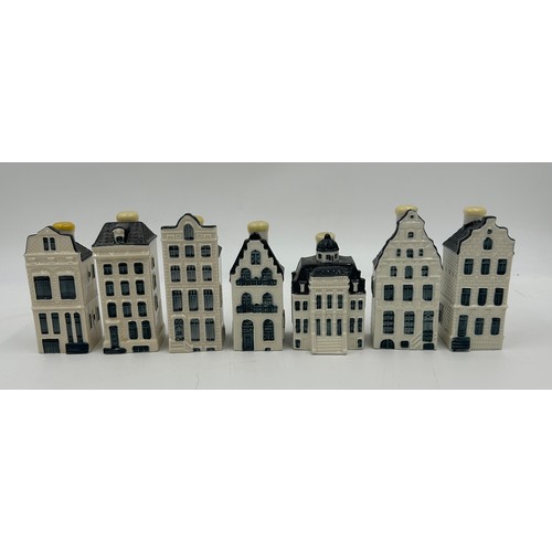 379 - A collection of Blue Delft cottages made exclusively by KLM by Bols Amsterdam, bols genever 35ml, al... 