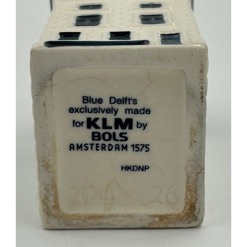 379 - A collection of Blue Delft cottages made exclusively by KLM by Bols Amsterdam, bols genever 35ml, al... 