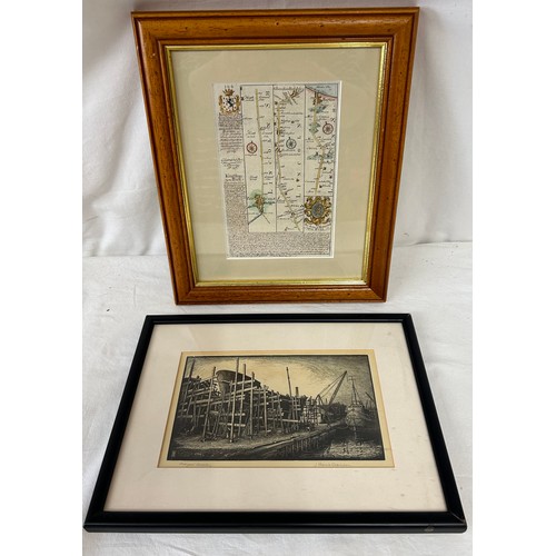 1468 - J Barrie Robinson 'Shipyard Beverley', an early 20thC etching signed and titled in pencil, image 12c... 