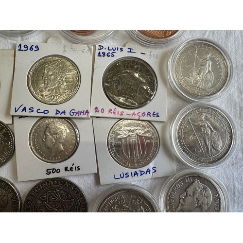 804 - European and World replica/original coins to include 5 x  Spanish silver peseta coins including 1821... 