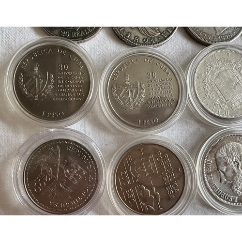 804 - European and World replica/original coins to include 5 x  Spanish silver peseta coins including 1821... 