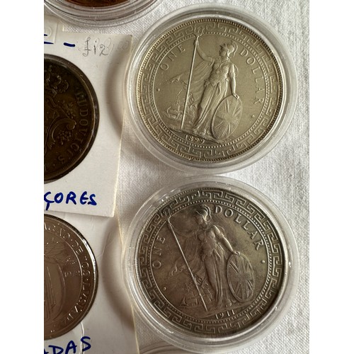 804 - European and World replica/original coins to include 5 x  Spanish silver peseta coins including 1821... 