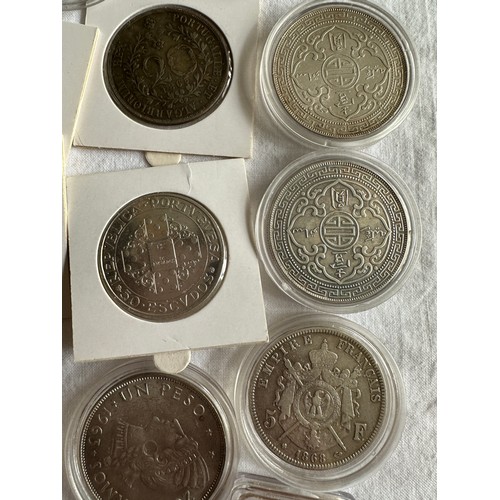 804 - European and World replica/original coins to include 5 x  Spanish silver peseta coins including 1821... 