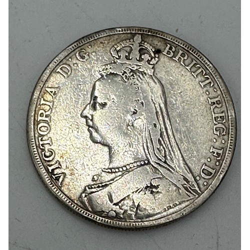 808 - British Coins: George III crown 1822, George III Bank of England 1813 Token 3 shillings, 4 x Victori... 