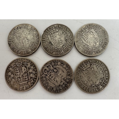 809 - British coins : Five Victoria (1837-1901) Jubilee widow head crowns, (1893,1895,1896, 1899, 1900), d... 