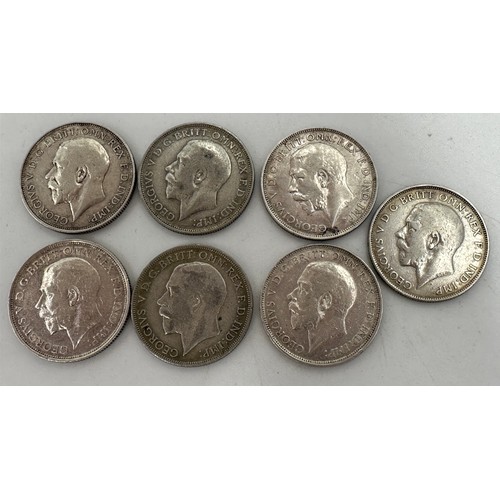 810 - A collection of mixed silver coinage to include George V : 6 x half crowns, 7 x florins, 10 x shilli... 