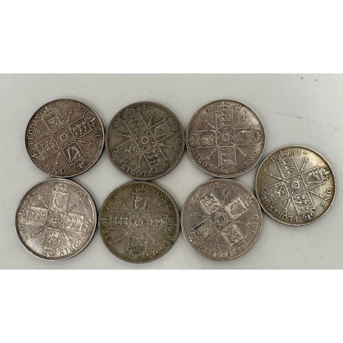 810 - A collection of mixed silver coinage to include George V : 6 x half crowns, 7 x florins, 10 x shilli... 