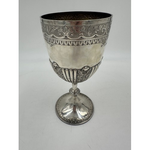 879 - A hallmarked silver chalice by Horton & Ayres, London 1890 engraved ' M.Y.C. presented by Sir W. W. ... 