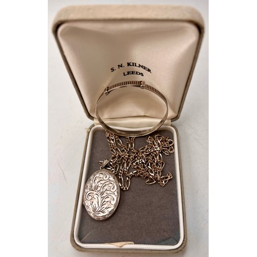 880 - Hallmarked silver to include a locket, Birmingham 1978 maker H G & S, a silver chain, marks indistin... 