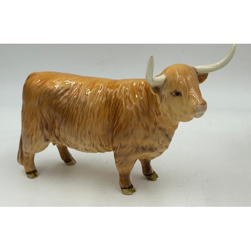 353 - Beswick Highland cattle bull, cow and calf together with CH Ickham Bessie 198 (4) .