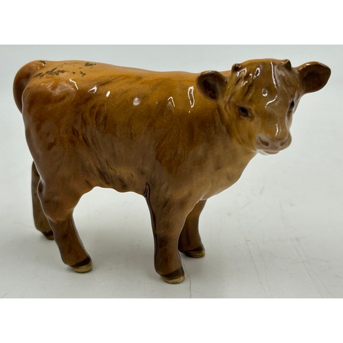 353 - Beswick Highland cattle bull, cow and calf together with CH Ickham Bessie 198 (4) .