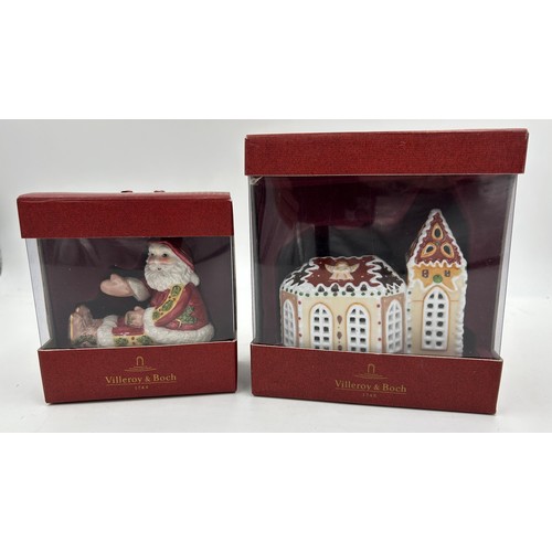 364 - Five ceramic tea lights by Villeroy & Boch 'Tartan Christmas Story' to include Casper, Melchior, Bal... 