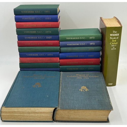 1239 - A collection of cricket books to include 21 x Yorkshire County Cricket Club Annual Report books by Y... 