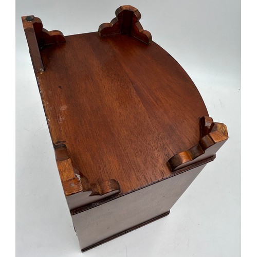 1066 - A miniature bow fronted mahogany jewellery chest with 4 drawers 23.5cm x 14cm to include an Italian ... 