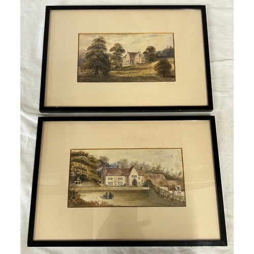 1529 - Two early 19thC watercolours of Brantingham, East Yorkshire to include a house inhabited by Miss How... 