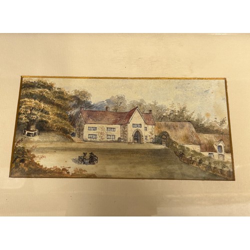 1529 - Two early 19thC watercolours of Brantingham, East Yorkshire to include a house inhabited by Miss How... 