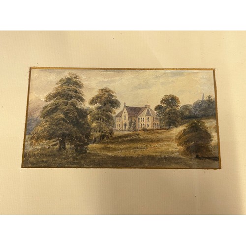 1529 - Two early 19thC watercolours of Brantingham, East Yorkshire to include a house inhabited by Miss How... 