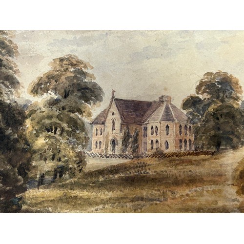 1529 - Two early 19thC watercolours of Brantingham, East Yorkshire to include a house inhabited by Miss How... 