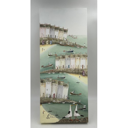 1466 - Rebecca Lardner (b.1971) 'Early Birds', a signed limited edition box canvas print, a stylised depict... 