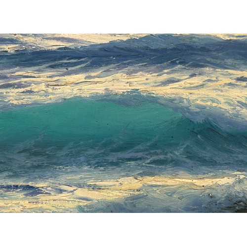 1530 - Guglielmo Welters (1913 - 2003) oil on canvas of breaking waves and rocks, signed lower left. Image ... 