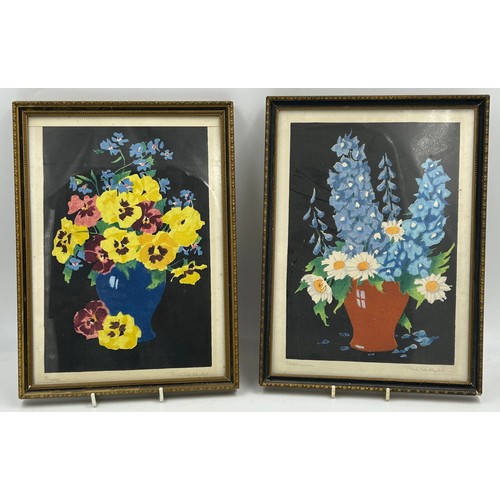 1531 - Thomas Todd Blaylock (1876-1929) 
Two woodcuts, circa 1920's, Delphiniums and Pansies. Both titled a... 