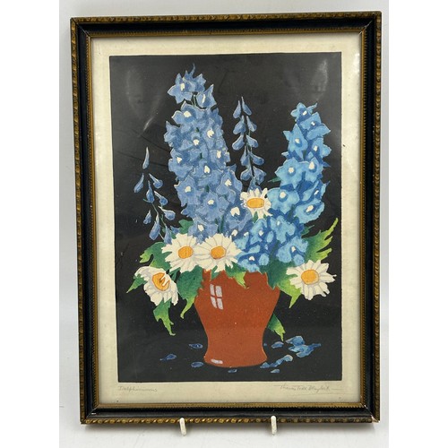 1531 - Thomas Todd Blaylock (1876-1929) 
Two woodcuts, circa 1920's, Delphiniums and Pansies. Both titled a... 