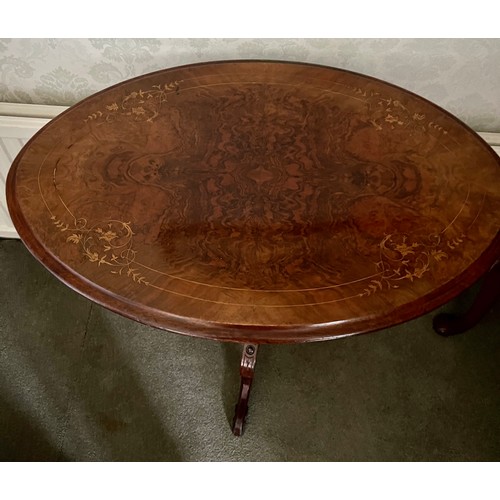 75 - A 19thC walnut inlaid pedestal table 76cm w x 52cm d x 69 cm h.