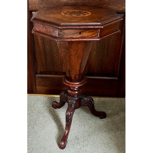 78 - A 19thC walnut work table with tripod base. 72cm h.