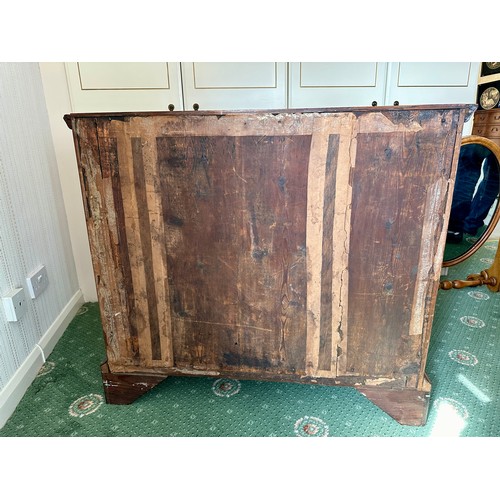 91 - A walnut chest of three short over three long drawers on bracket feet. 99cm w x 53 cm d x 89 cm h.