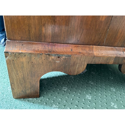 91 - A walnut chest of three short over three long drawers on bracket feet. 99cm w x 53 cm d x 89 cm h.