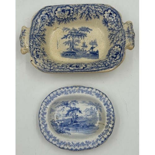 374 - A collection of early 19thC pottery to include a Sunderland lustre dish of Sir R. Peel. Bart 22 x 19... 