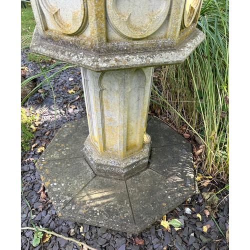 2 - Reconstituted stone font. 84cm h x top 51cm diameter.