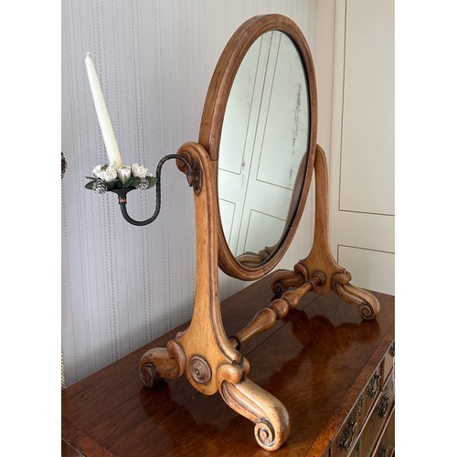 1158 - A 19thC dressing table mirror with candle sconces to sides 82cm h x 60cm w x 36cm d.