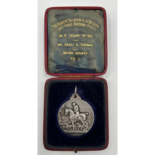 913 - The Hunter's Improvement National Light Horse Breeding Society hallmarked silver medal, Birmingham, ... 