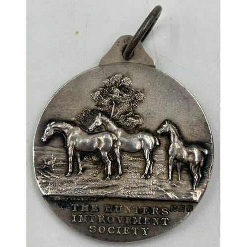 913 - The Hunter's Improvement National Light Horse Breeding Society hallmarked silver medal, Birmingham, ... 