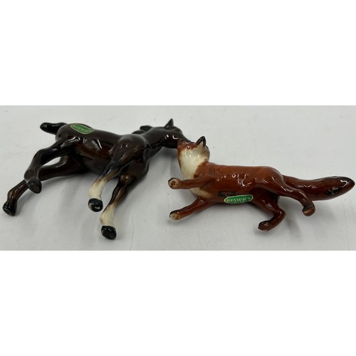 310 - Various Beswick to include a bay horse 29cm h, a foal, a fox, both with original green stickers, thr... 