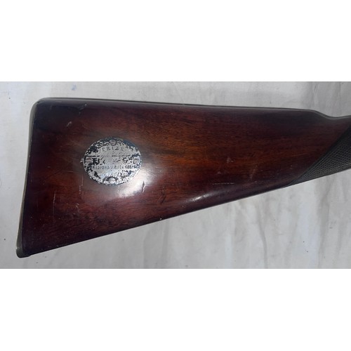 989 - A .577” prize 3 band Enfield percussion rifle by J.W. Edge, dark walnut fullstock with deeply cheque... 