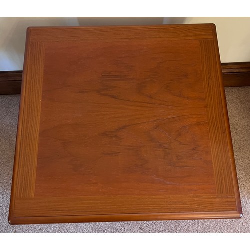 105 - G Plan nest of three teak tables. Largest 50cm x 50cm x 50cm.