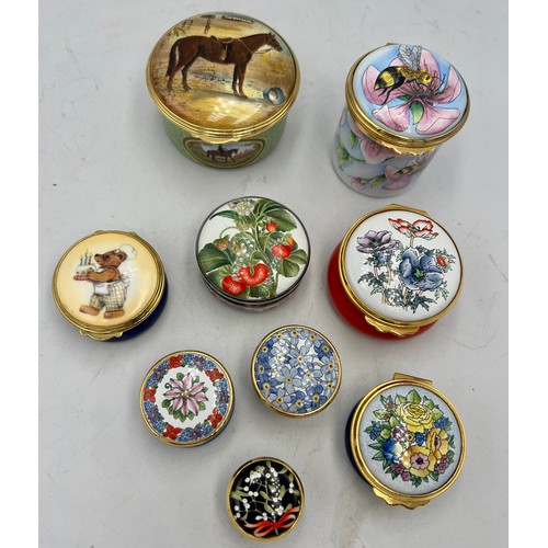 1340 - Nine enamel boxes to include Halcyon days, Staffordshire enamels, Royal Stratford, Moorcroft etc. (9... 