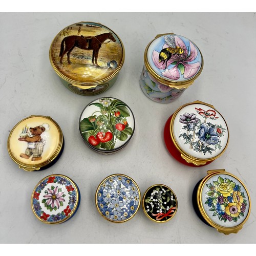 1340 - Nine enamel boxes to include Halcyon days, Staffordshire enamels, Royal Stratford, Moorcroft etc. (9... 