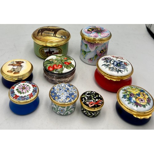 1340 - Nine enamel boxes to include Halcyon days, Staffordshire enamels, Royal Stratford, Moorcroft etc. (9... 