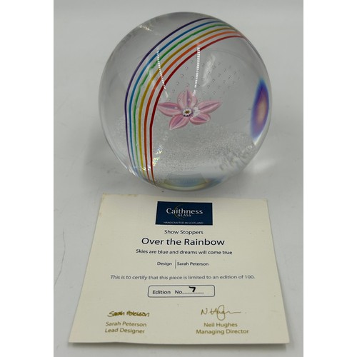 480 - Four Limited Edition Caithness paperweights to include two by Sarah Peterson : 'Over The Rainbow' Sh... 