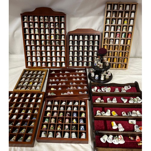 448 - A large collection of approx. 360 thimbles to include 20 x Royal Crown Derby, 42 x Royal Worcester, ... 