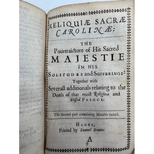 1232 - Charles I, King of England. Reliquiae Sacrae Carolinae. The Works. Hague (London). (1658?). 
Paginat... 