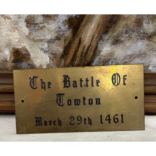 1480 - A large oil on canvas depicting The Battle of Towton March 29th 1461 with brass plaque. Signed Davis... 