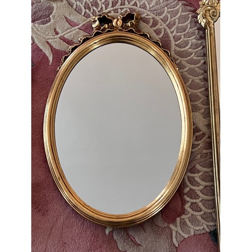 1153 - Three contemporary gilt framed wall mirrors. Largest 97cm x 37cm.